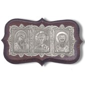 Икона в машину серебро Казанская Господь Николай арт. 30456
