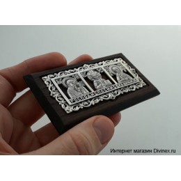 Икона из серебра в машину Казанская Вседержитель, Николай Чудотворец 30460