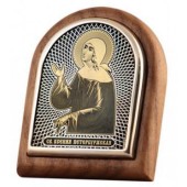 Икона Ксения Петербургская дерево серебро обсидиан