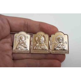 Икона серебряная складень трехстворчатый с позолотой 45978