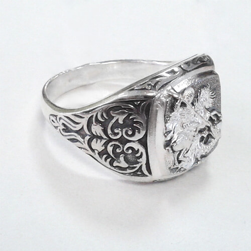 Мужское серебряное кольцо печатка 26897