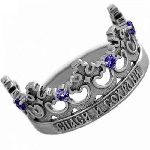 Серебряное кольцо Спаси и сохрани Корона 11070