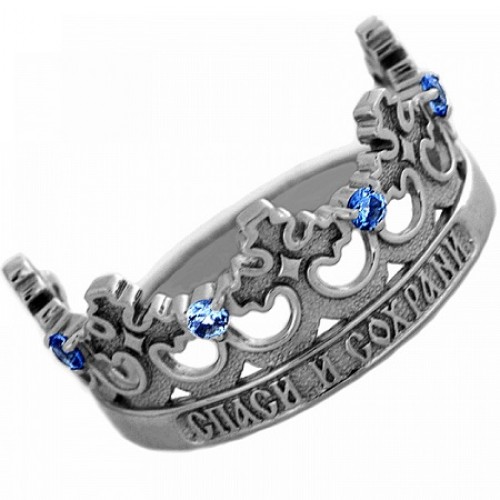 Серебряное кольцо Спаси и сохрани Корона 11071