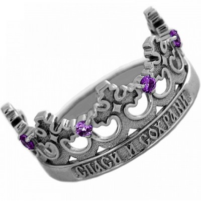 Серебряное кольцо Спаси и сохрани Корона 11073