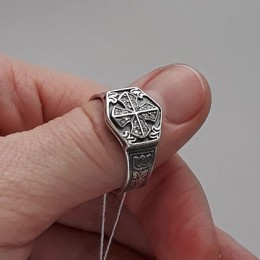 Cеребряное кольцо мужское Спаси и сохрани 16437