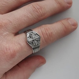 Cеребряное кольцо мужское Спаси и сохрани 16437