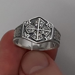 Cеребряное кольцо мужское Спаси и сохрани 16437