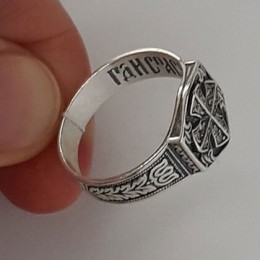 Cеребряное кольцо мужское Спаси и сохрани 16437