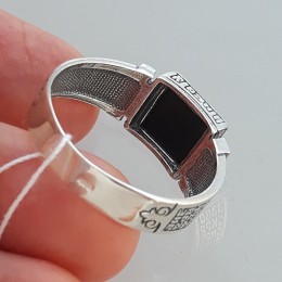 Серебряная печатка мужская с черным камнем 16530