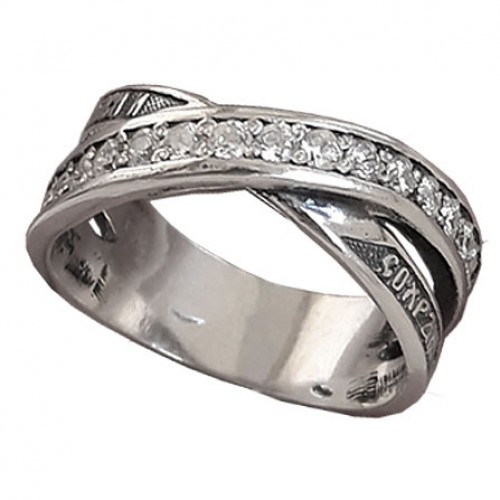 Серебряное кольцо православное женское 16639