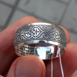 Серебряное кольцо широкое Отче наш 16879