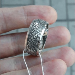 Серебряное кольцо широкое Отче наш 16879