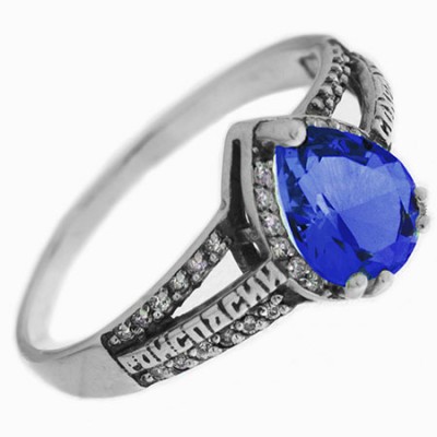 Женское кольцо с фианитом Спаси и сохрани 17430