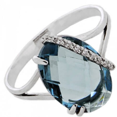 Серебряное кольцо с голубым фианитом 17437