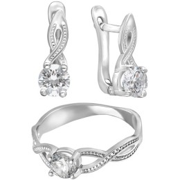 Серебряное женское кольцо с фианитом 17571