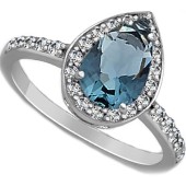 Серебряное женское кольцо с фианитами голубой фианит, арт. 17579