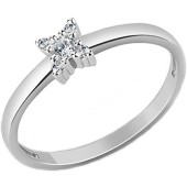Серебряное женское кольцо с фианитом (ширина шинки 1.5 мм), арт. 17580