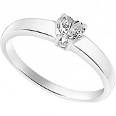 Серебряное кольцо "Сердце" с фианитом (d=3 mm) в форме сердца, арт. 17586