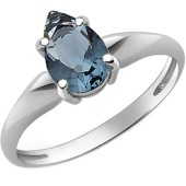 Серебряное женское кольцо с темно-голубым фианитом (высота камня 9 мм), арт. 17587