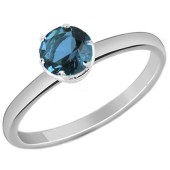 Серебряное женское кольцо с голубым фианитом (d=5 mm), арт. 17588