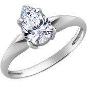 Серебряное женское кольцо с прозрачным фианитом (высота камня 9 мм), арт. 17589