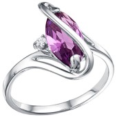 Серебряное женское кольцо с розовым фианитом, арт. 17599