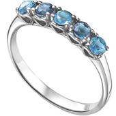 Серебряное женское кольцо 5 фианитов 17605
