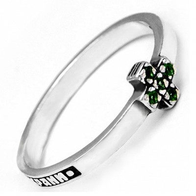 Серебряное кольцо 5 фианитов зеленые 18805