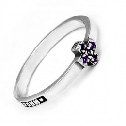 Серебряное кольцо с крестиком синие фианиты 18806