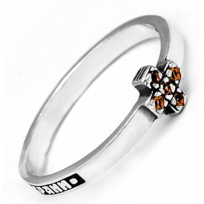 Серебряное кольцо женское оранжевые фианиты 18807