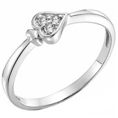 Серебряное кольцо с фианитом Сердце 18864