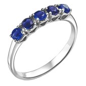 Серебряное женское кольцо 5 фианитов 