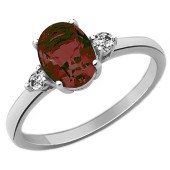 Серебряное женское кольцо с фианитами красный камень, арт. 18866