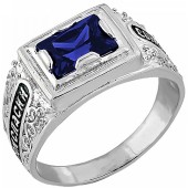 Серебряное мужское кольцо перстень с синим ониксом (ширина 10 мм), арт. 18934