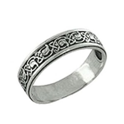 Серебряное кольцо с молитвой и орнаментом 28520