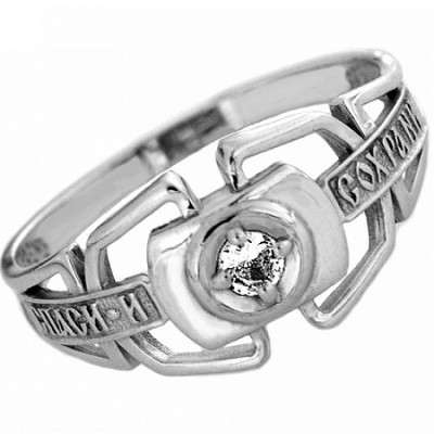Серебряное кольцо Спаси и сохрани 36428