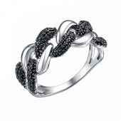 Серебряное кольцо с черными камнями женское, арт. 35866