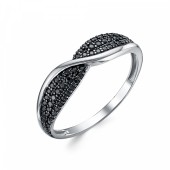 Серебряное кольцо с черными камнями женское, арт. 35883