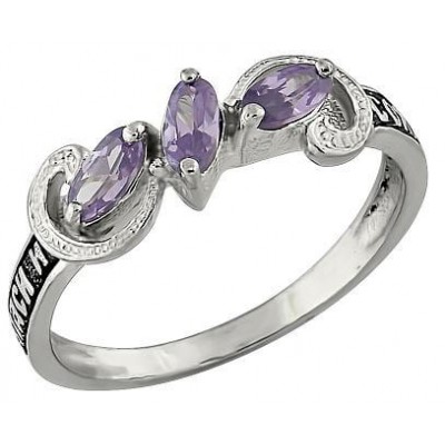 Женское кольцо с камнями и молитвой 41595