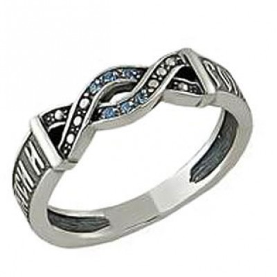 Женское серебряное православное кольцо с молитвой 42088