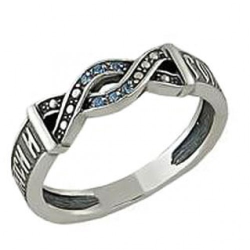 Женское серебряное кольцо православное Спаси и сохрани