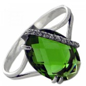 Серебряное кольца с зеленым камнем женское, арт. 43730