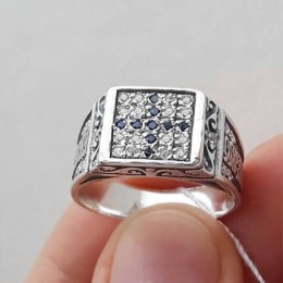 Серебряное кольцо мужское Спаси сохрани 43807