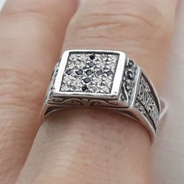 Серебряное кольцо мужское Спаси сохрани 43807
