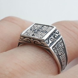 Серебряное кольцо мужское Спаси сохрани 43807