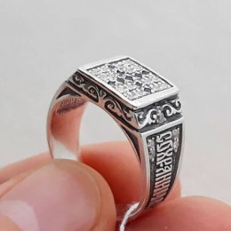 Серебряное кольцо мужское Спаси сохрани 43807