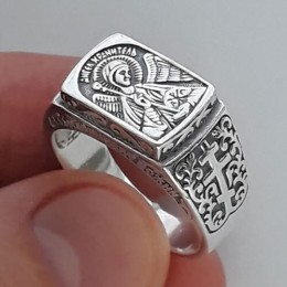 Мужская печатка кольцо из серебра с Ангелом 43860