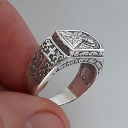 Мужская печатка кольцо из серебра с Ангелом 43860