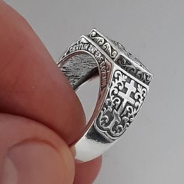 Мужская печатка кольцо из серебра с Ангелом 43860