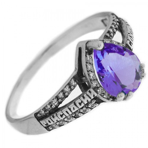 Женское кольцо с фианитом Спаси и сохрани 45830